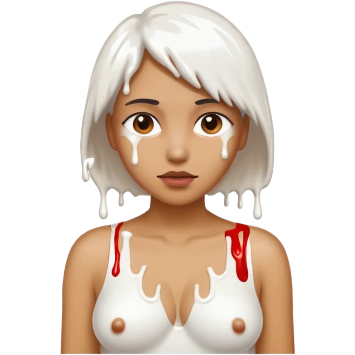 women’s breasts with white paint dripping emoji