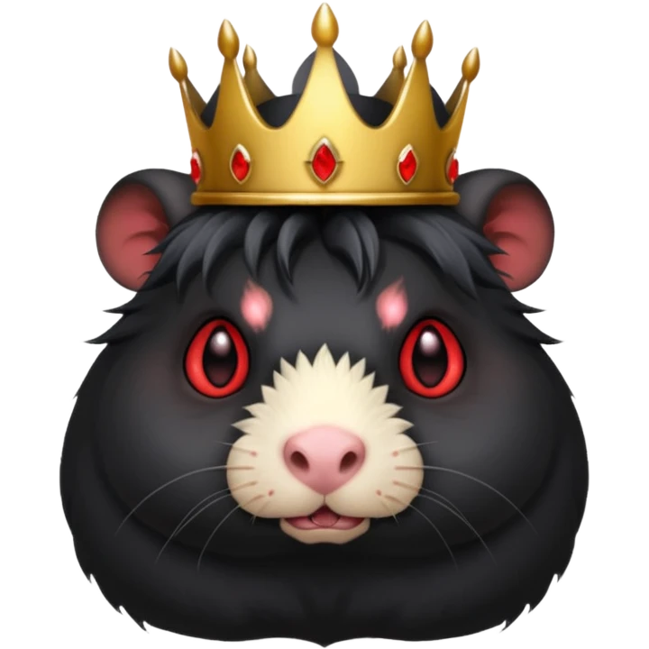 black guinea pig with glowing red eyes, sinister expression, demon crown emoji