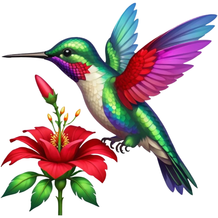 hummingbird drinking nectar from flower emoji