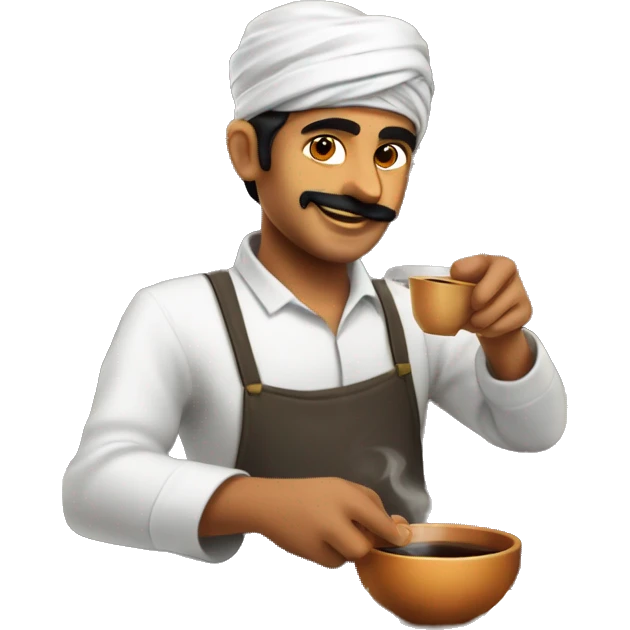 Chaiwala making tea in indian tea shop emoji