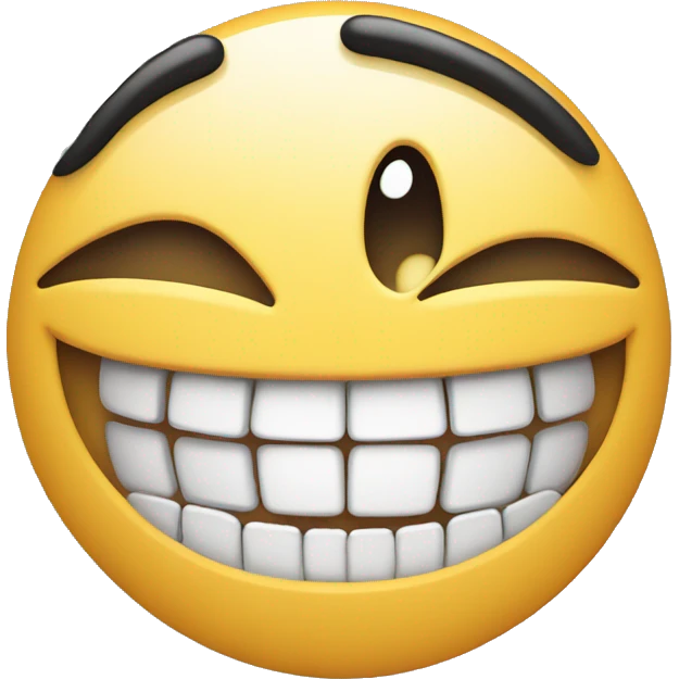smirk face but with smile teeth showing emoji