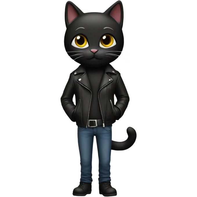 black skinny cat leather jacket emoji