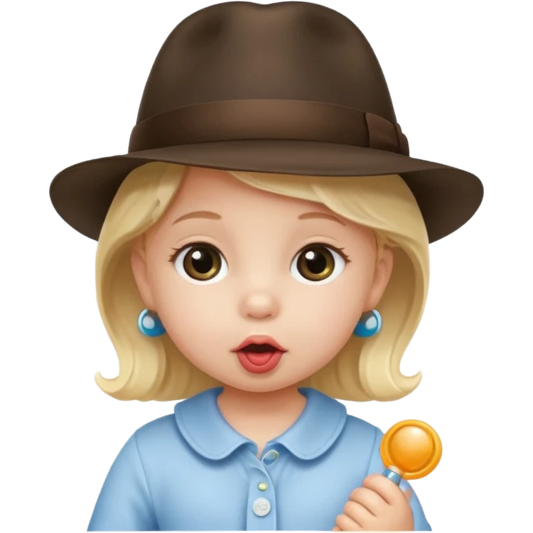 a baby girl with pacifier and fedora emoji