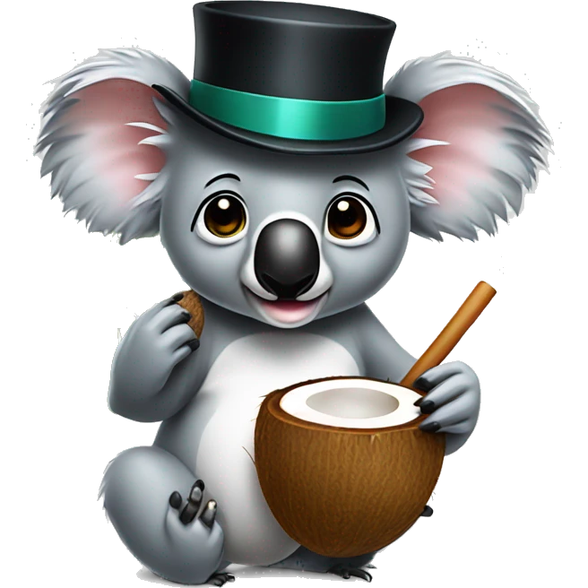 koala with top hat eating a coconut  emoji