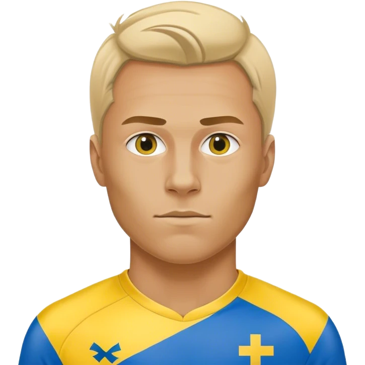 Swedish male soccer player with yellow and blue clothes and with the Swedish flag on the chest only emoji