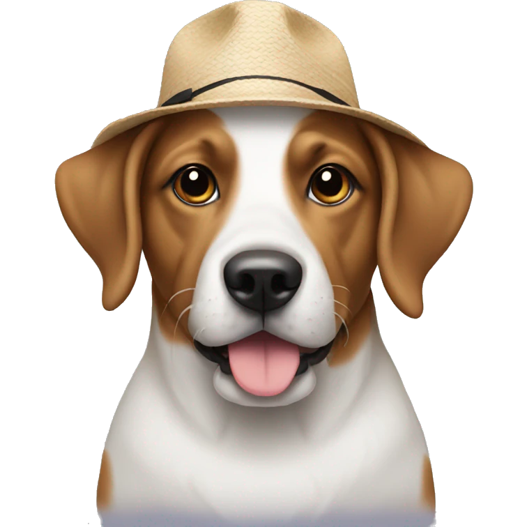 Dog wearing hat beach emoji