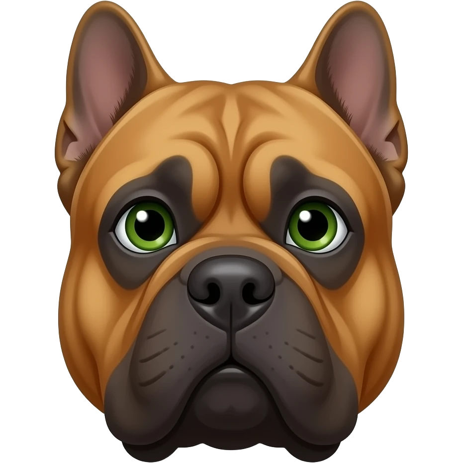 A man’s green 👁️ with a king Corso clipped ears fond color inside emoji