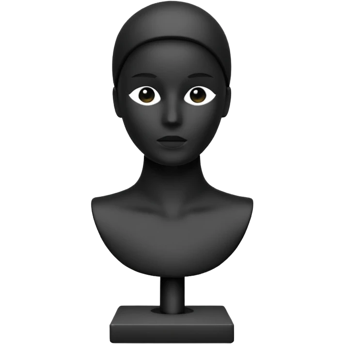 Minimalistic flat vector icon, iOS style, thin black contour on white background. Matte black mannequin in front of in 3D monochrome style. skulpt emoji