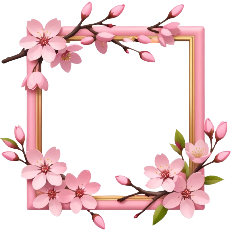 Delicate cherry blossoms around the outline of photo frame emoji
