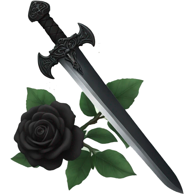 black sword with black roses emoji