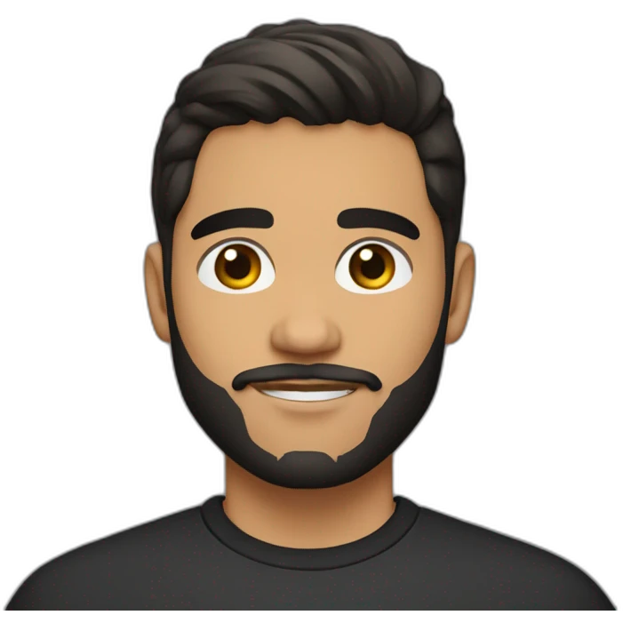 25 year old Hispanic man with a beard and thick eyebrows light skin, black shirt and side fades emoji