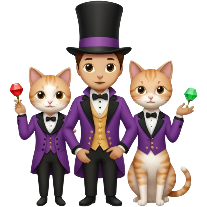magician couple and their pet cat emoji