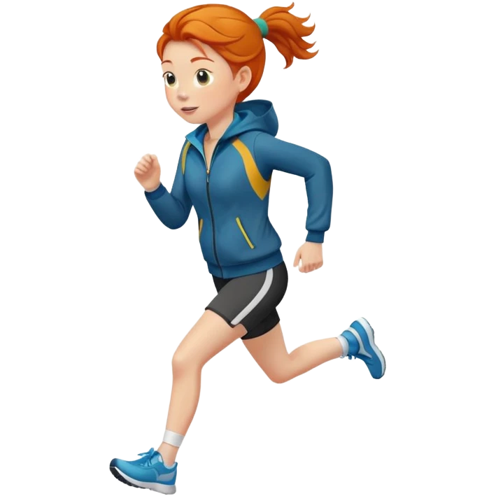 Ginger girl jogging with jacket emoji