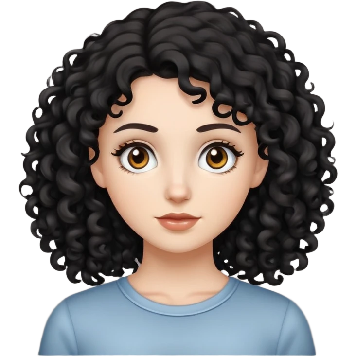 white girl with black curly hair emoji
