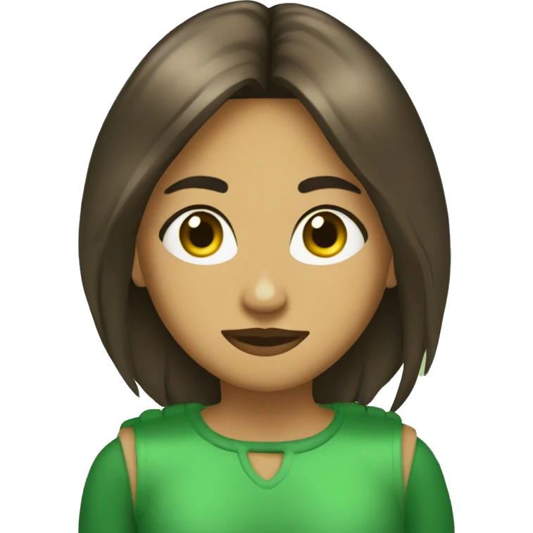 chica con media melena y ojos verdes pelo castaño emoji