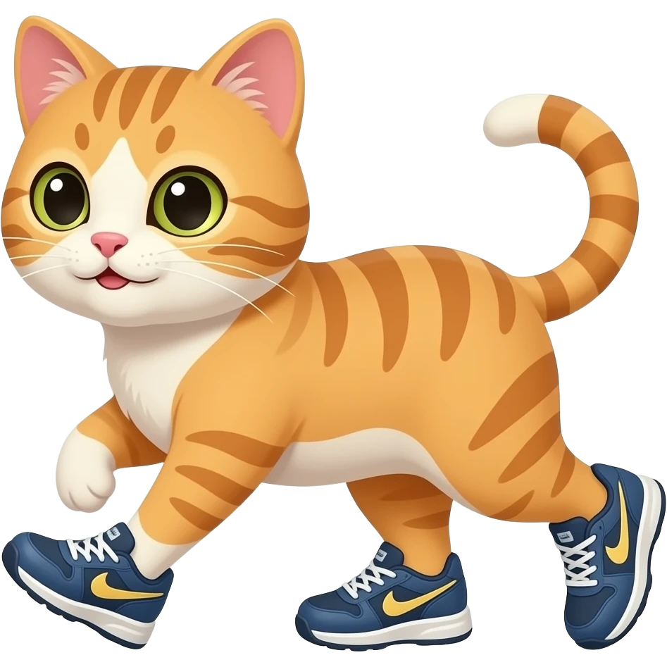 a cat with running shoes emoji