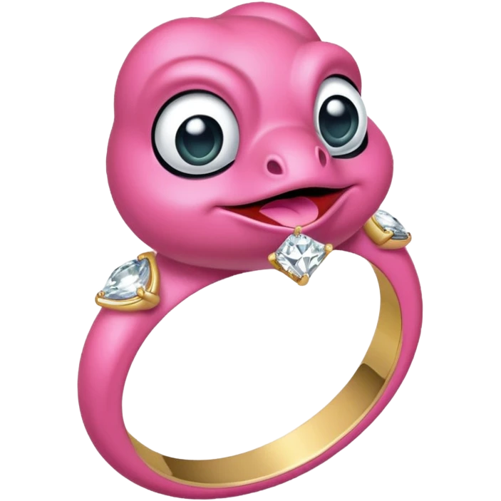 pink pepe wearing engagement ring with big diamond emoji emoji