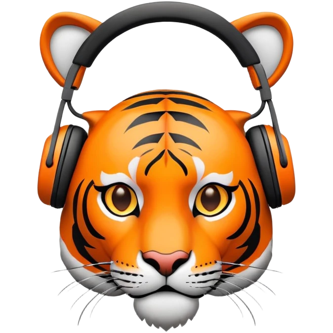 minimalist tiger wearing headphones emoji