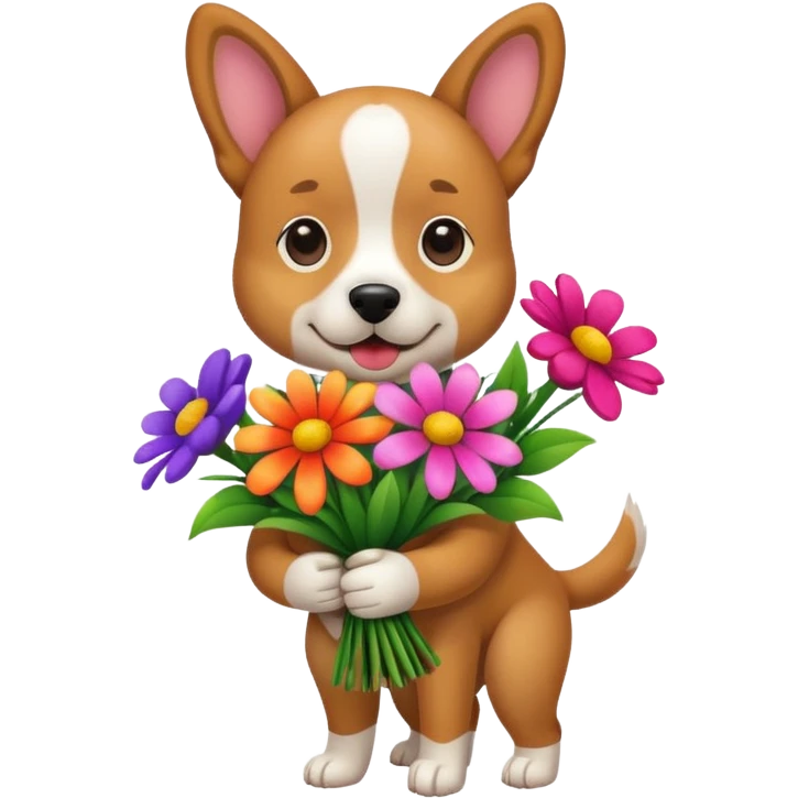 Dog carrying flowers emoji