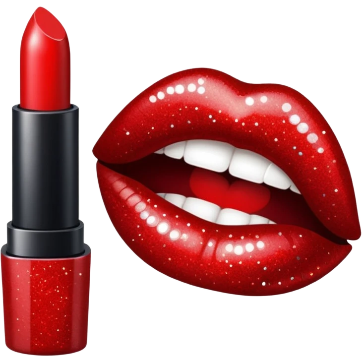 red lipstick with glitter emoji