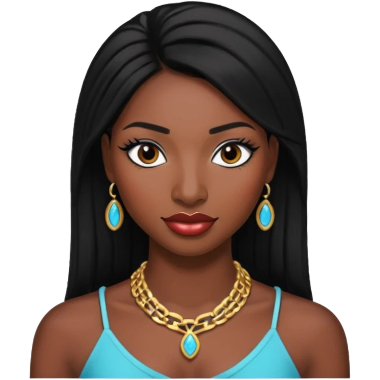 Coco jones black girl with makeup straight black hair and necklace  emoji