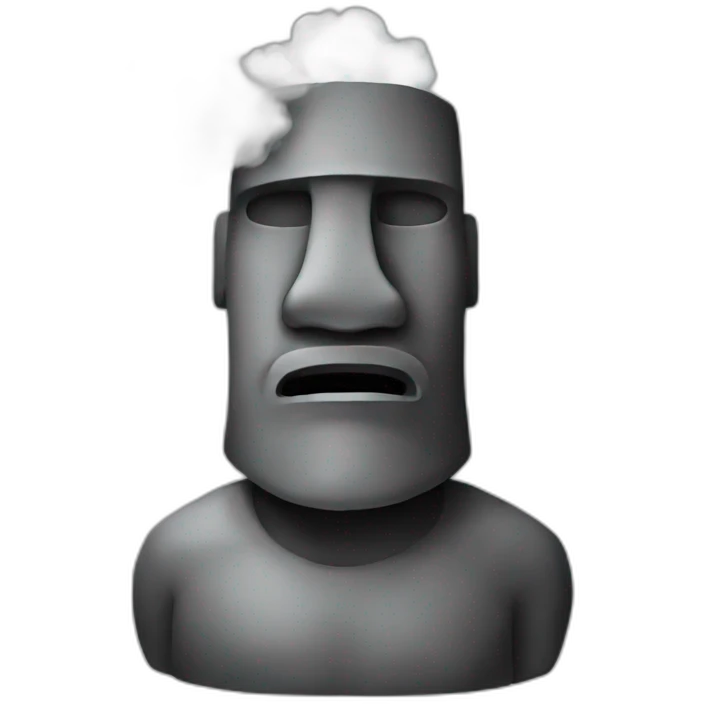 Moai with smoke emoji