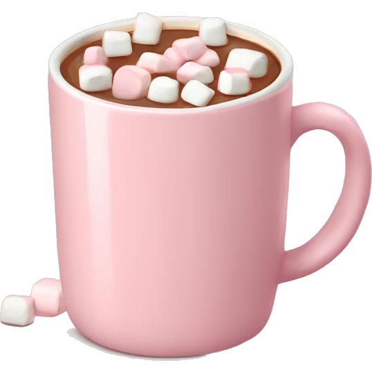 Light Pink mug of hot chocolate with marshmallows  emoji