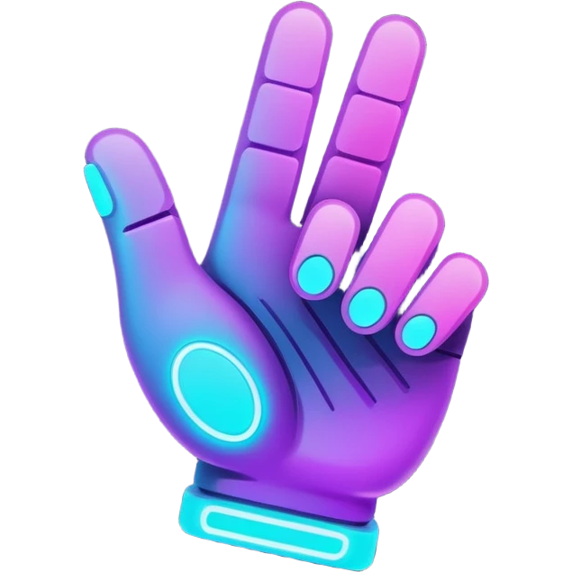 futuristic glowing thumbs down, neon purple and cyan glow, dark background, digital tech style
 emoji