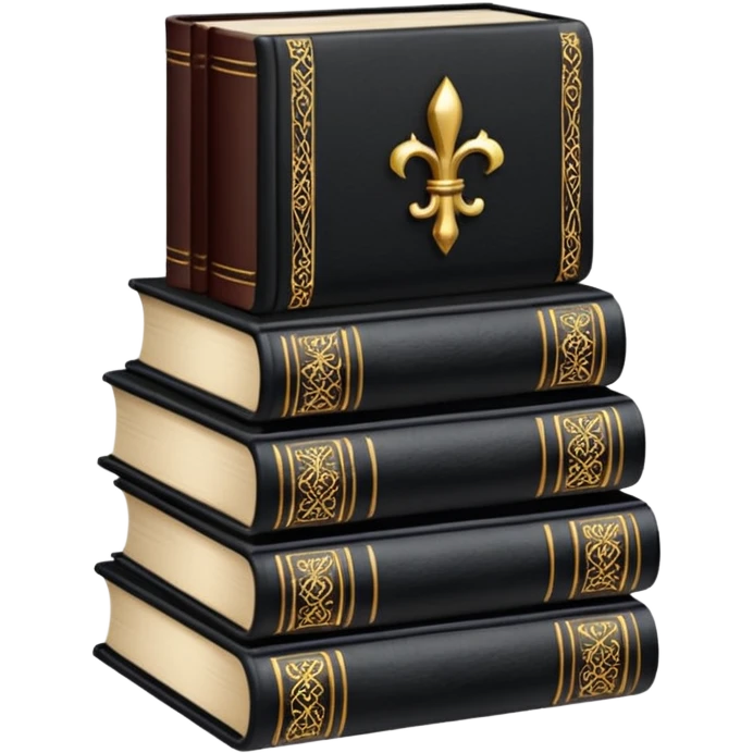 5 black gothic books on top emoji