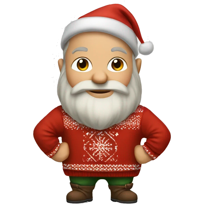 Dwarf pointed wearing christmas Sweater  emoji
