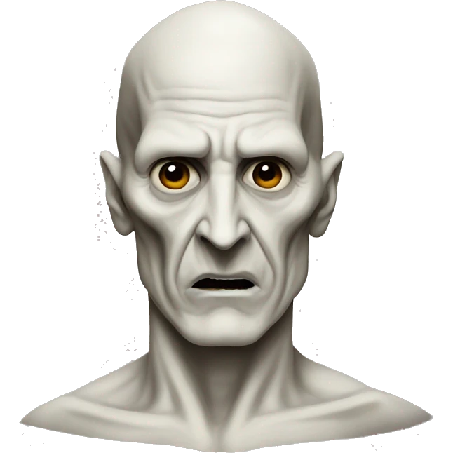 lord voldemort without nose. Angry. Super realistic. Just like in the movies emoji