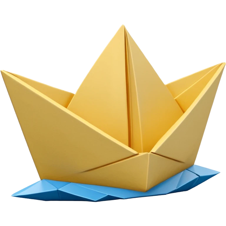 3D render of Paper Boat made entirely of folded origami paper, sharp creases, cardboard texture, matte finish, visible paper grain, craft aesthetic, Apple emoji style, isolated on white background --v 6.0 emoji