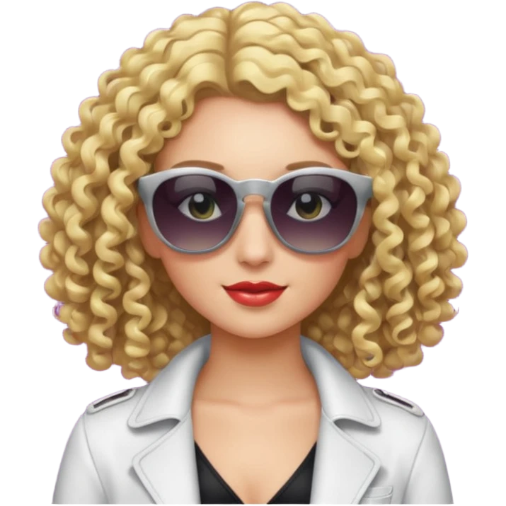 fancy blonde curly hair girl with sunglasses and night club outfits emoji