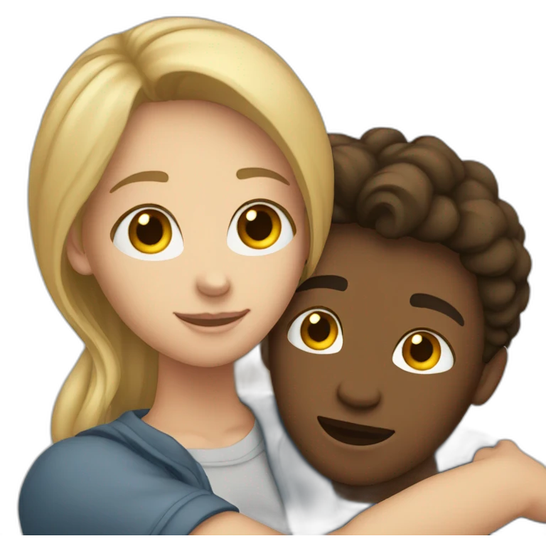 White teen couple hugging emoji