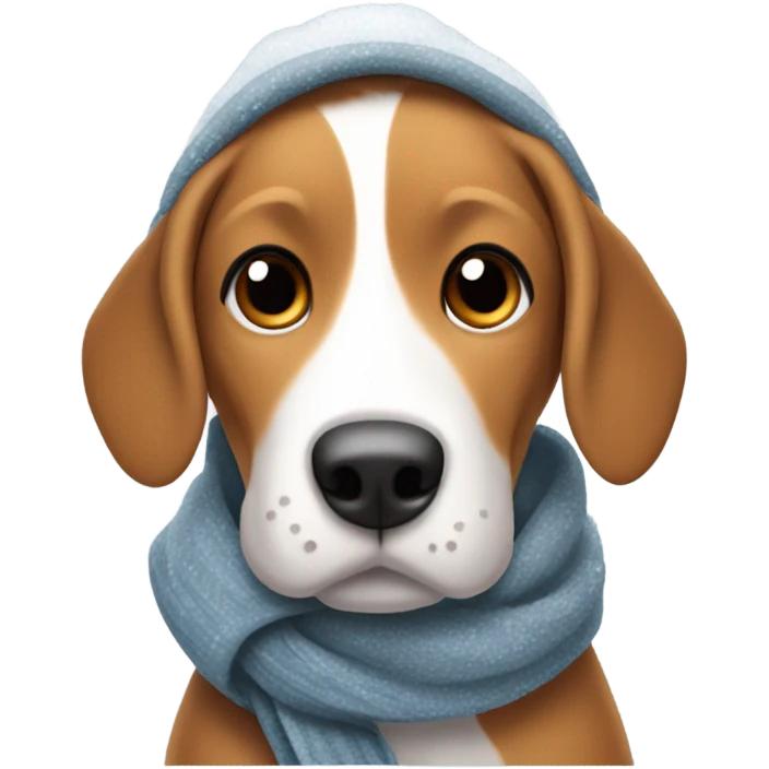 Beagle in Alaska, with winter clothing emoji