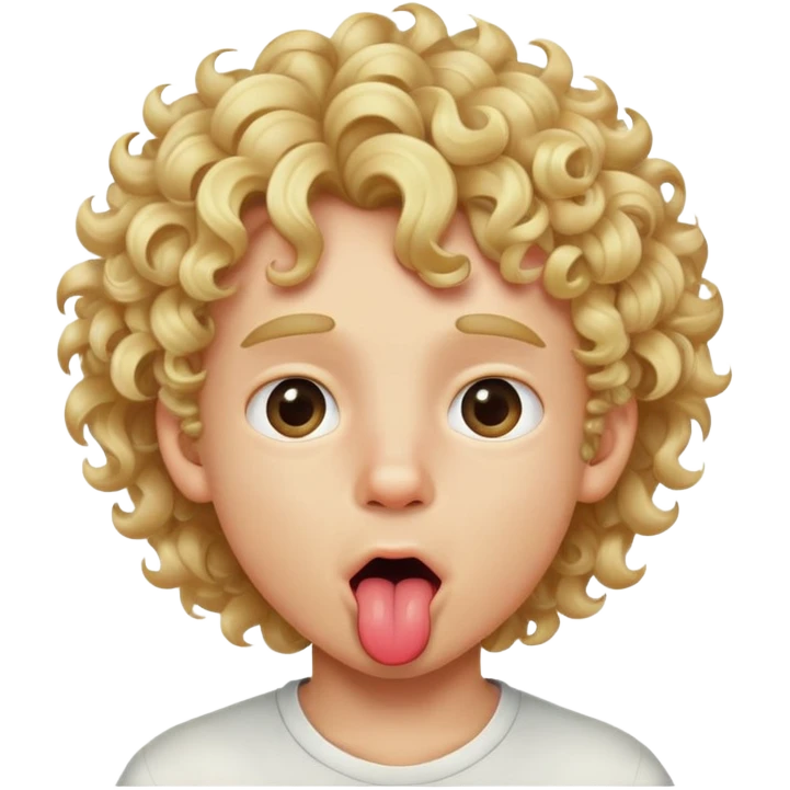 Blonde curly hair boy sticking his tounge out  emoji