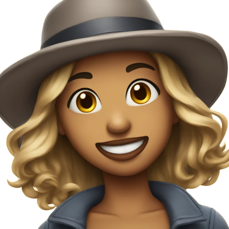 Lip biting smirk with hat emoji