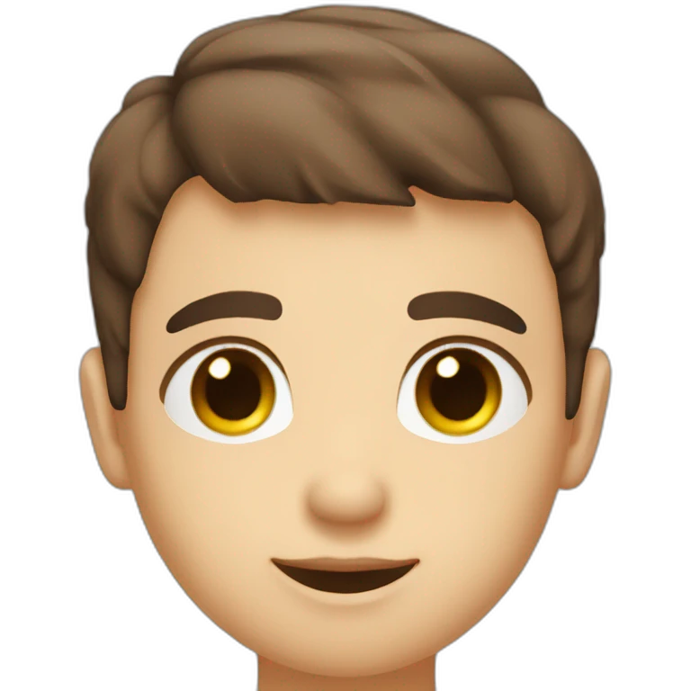 cute white person round face with darkbrown fade haircut brown eyes emoji