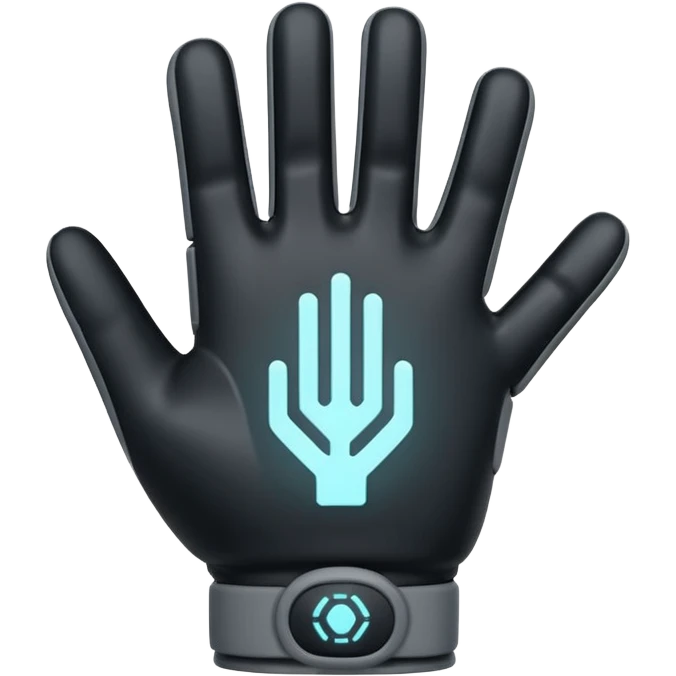 Minimal emoji of a futuristic nano-tech glove with subtle glowing lines, flat sci-fi wearable icon emoji