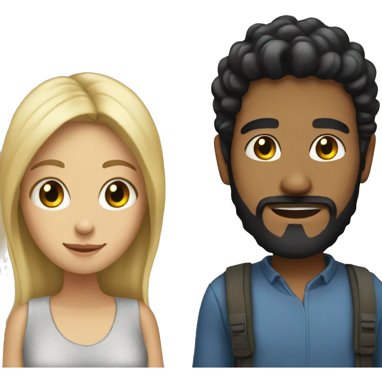 boy with black hair and beard with blonde girlfriend  emoji