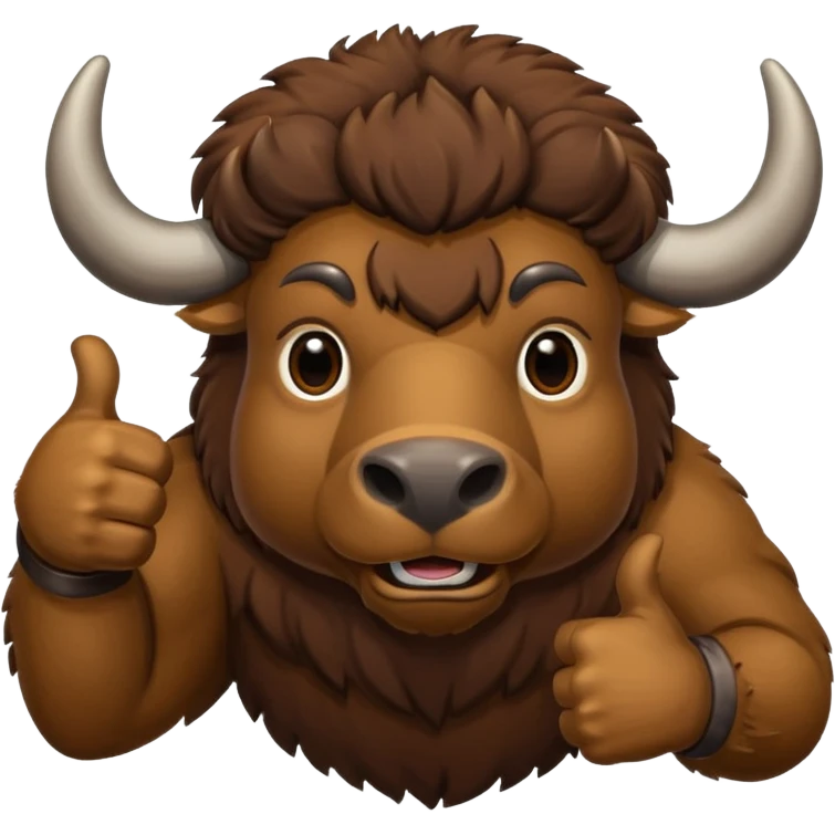 A realistic-looking bison showing its thumbs up emoji