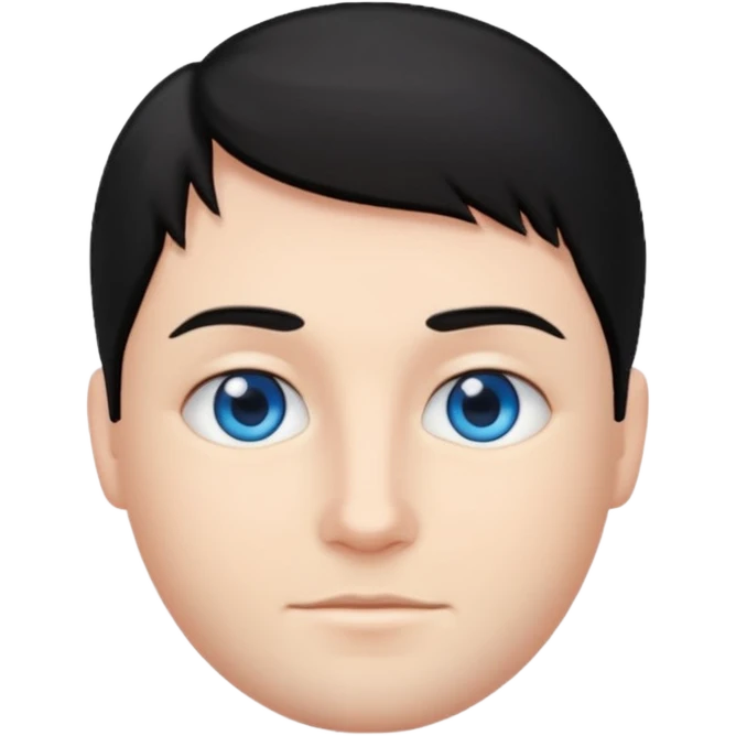 موی سیاه و لخت صورت گرد بدون ریش و سبیل چشم آبی emoji
