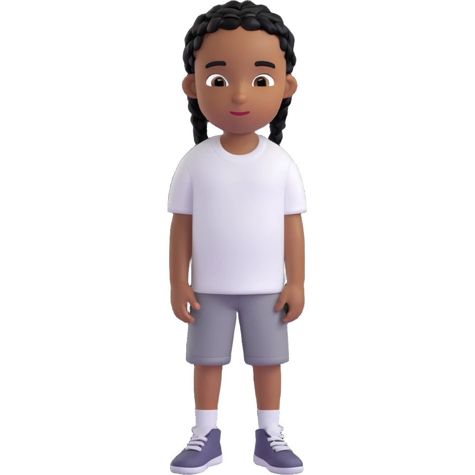 african american boy with a white tee and black braids emoji