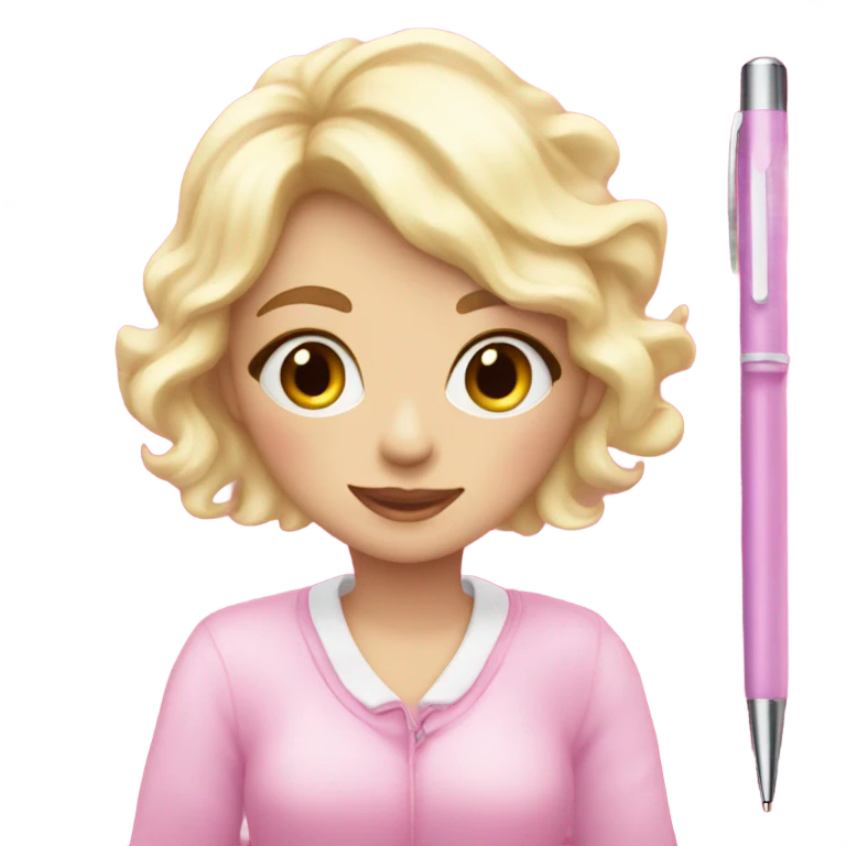 Girly pink pastel journal with a pen emoji