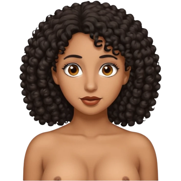 Black curly hair brown eyes big nose naked boobs emoji