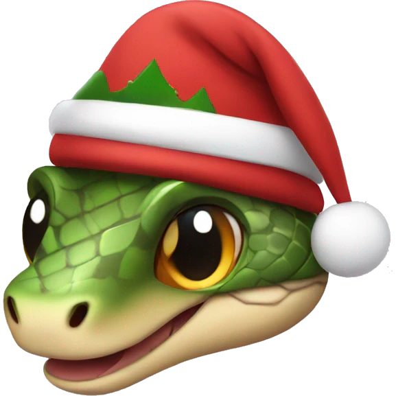 cute snake in a Christmas cap emoji