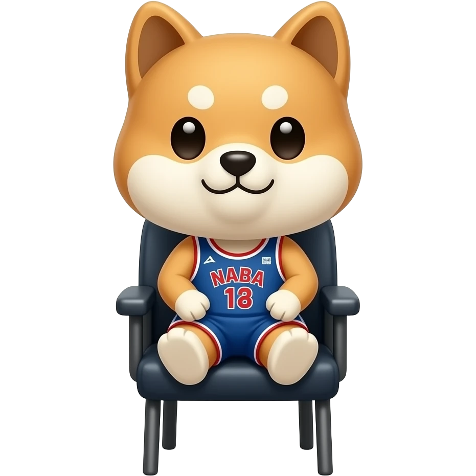 Hachiko dog in chibi cute animation sitting on a chair, watching nba games emoji