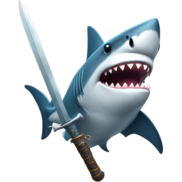 A shark holding a sword emoji