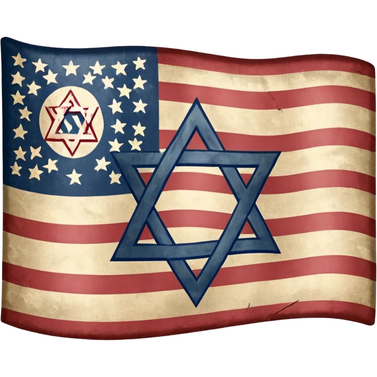 United States flag with a swastika symbol and star of david symbol on the flag emoji