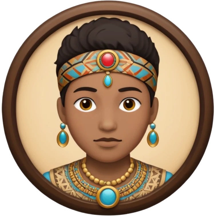 une personne de face avec des detail des accessoirs dans un rond  emoji